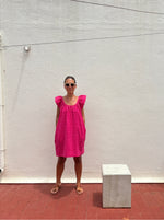 Short frill dress pink ikat