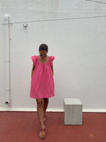 Short frill dress pink handloom