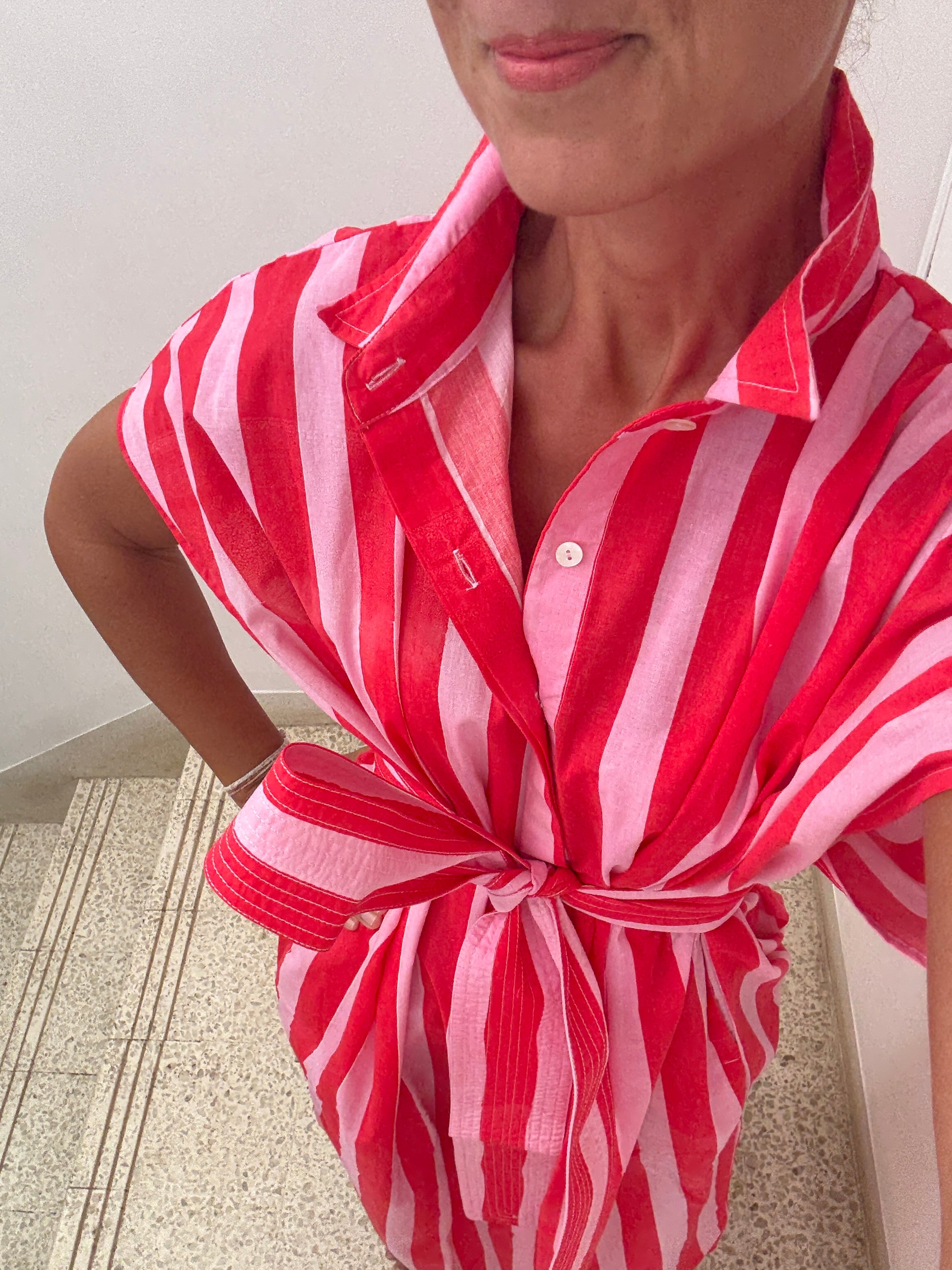 Seconds shirt dress large stripe block print 01