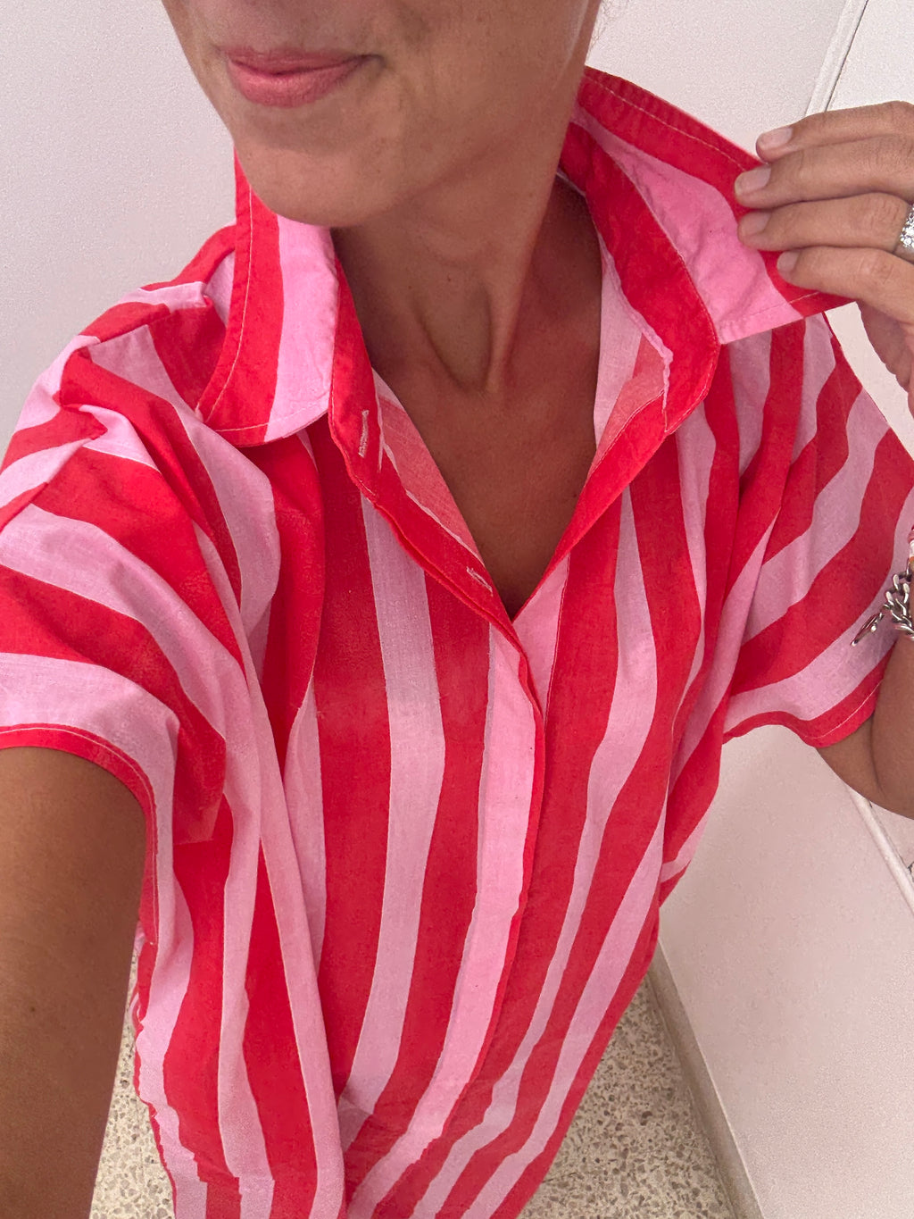 Seconds shirt dress large stripe block print 01