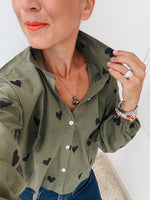 PREORDER jamdani olive green black heart shirt